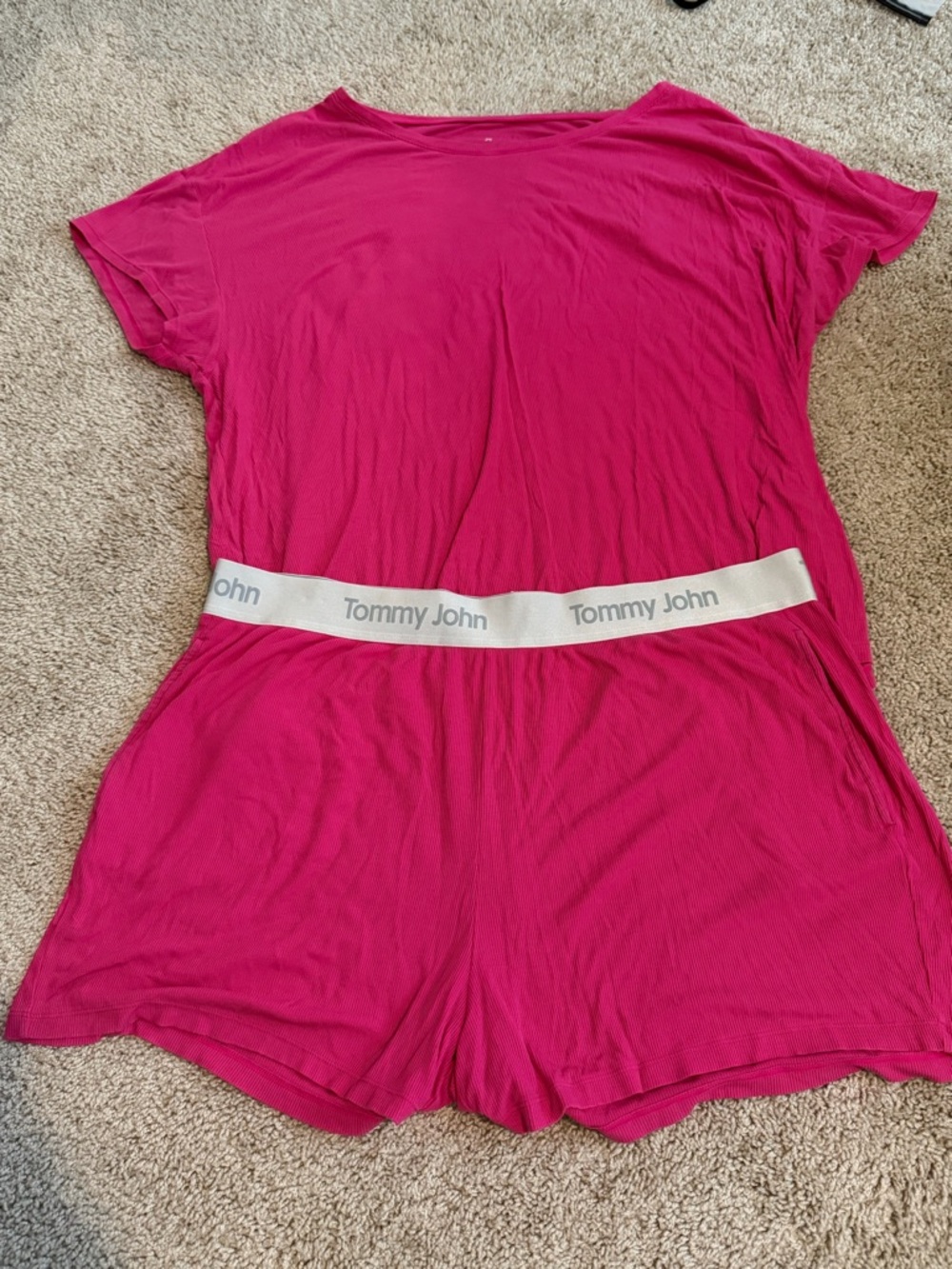 Tommy John Second Skin Lounge Set Hot Pink XXL Modal Tee & Shorts Soft Luxury